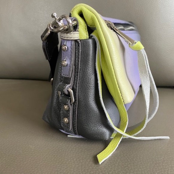 Aimee Kestenberg "Ombre Reef" crossbody leather purse gradient purple lime - NEW - Picture 6 of 16
